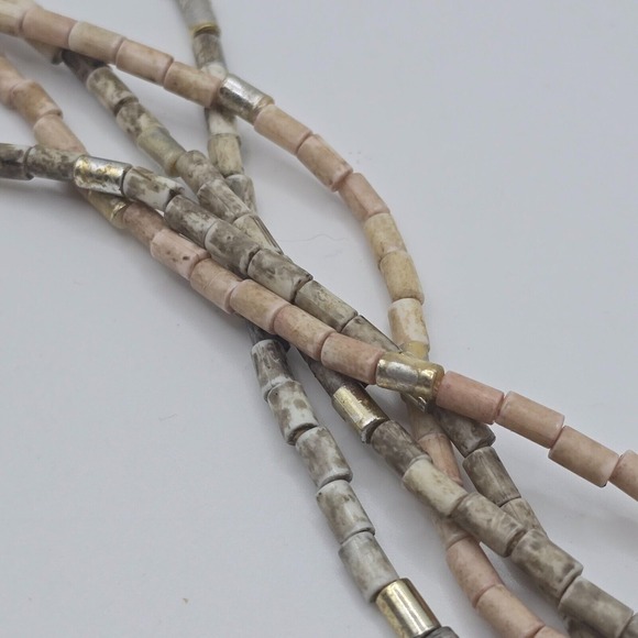 Handmade Multi-Strand Stone and Metal Bead Necklace Southwestern Boho Tribal - Picture 4 of 11